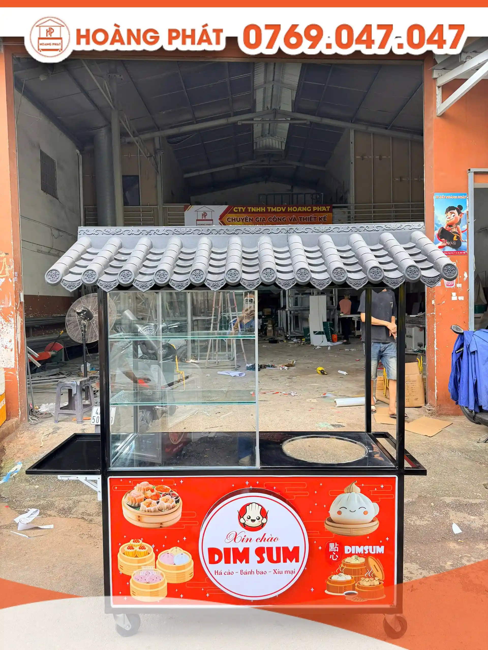 Xe lưu động bán hàng Dimsum 1m4 x 60 x 2m XBH1175