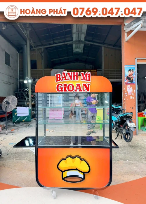 Xe bán hàng bánh mì 1m2 x 60 x 2m XBM1185