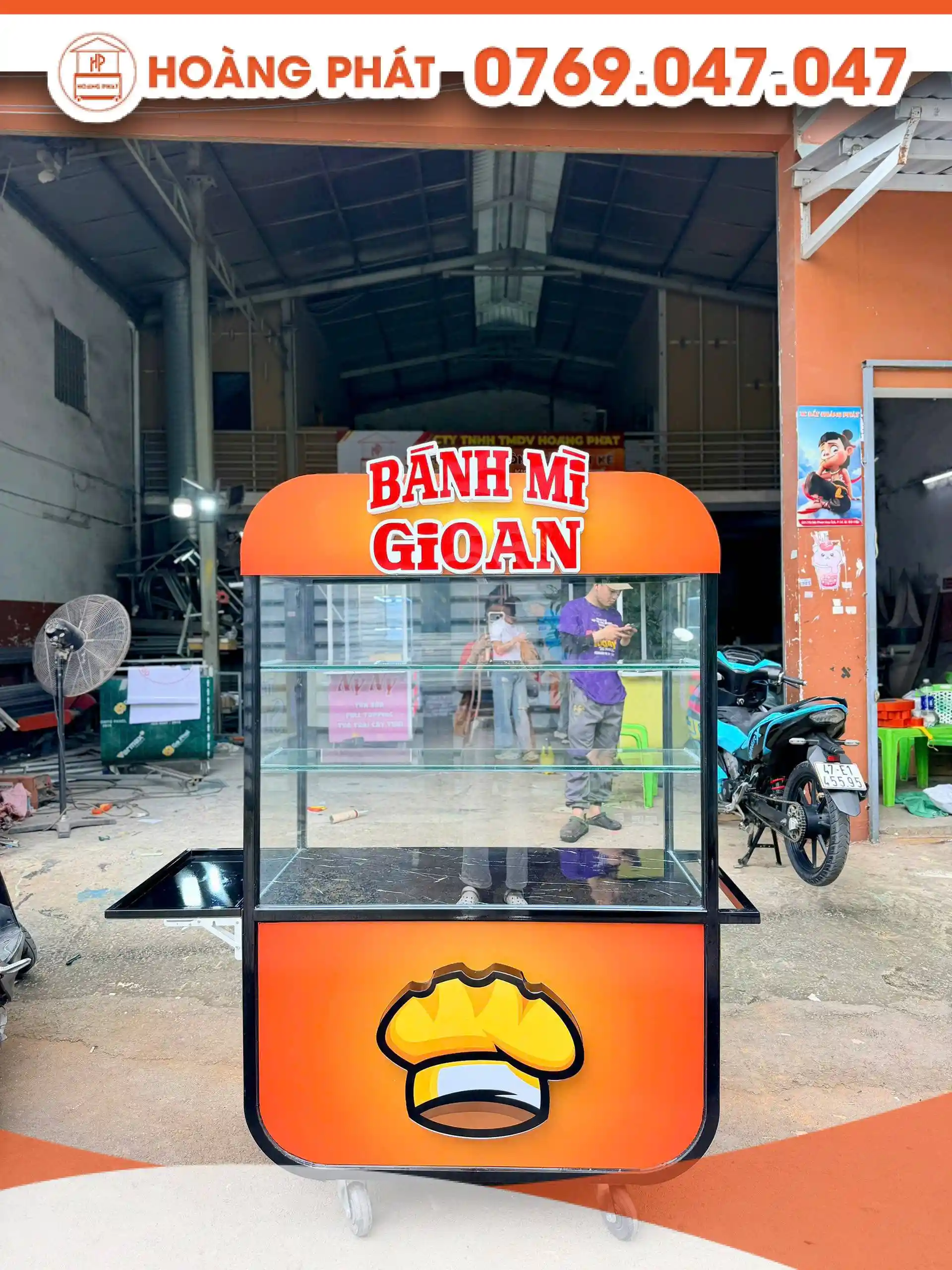 Xe bán hàng bánh mì 1m2 x 60 x 2m XBM1185