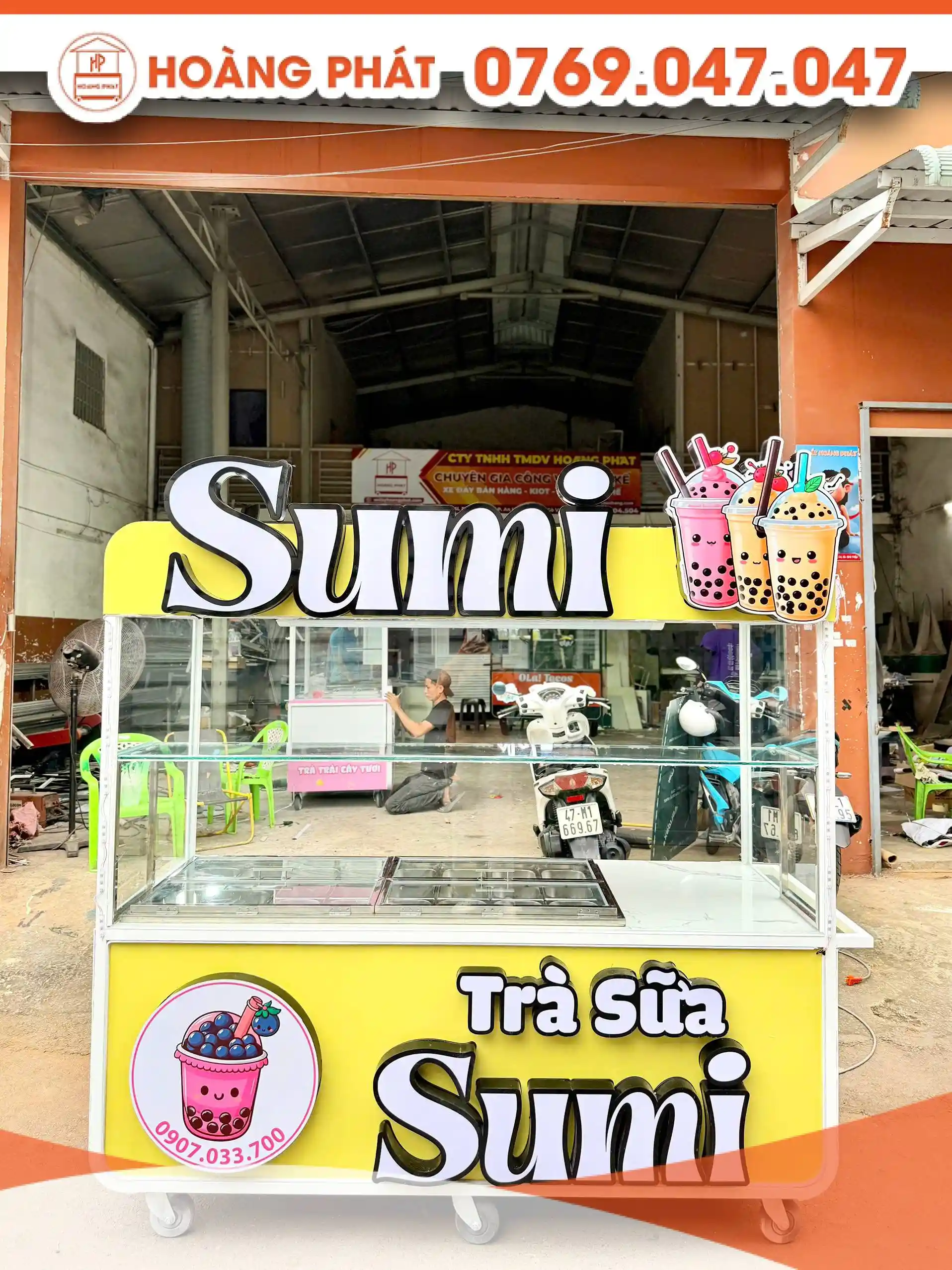 Xe bán trà sữa 2m x 60 x 2m XTS1186