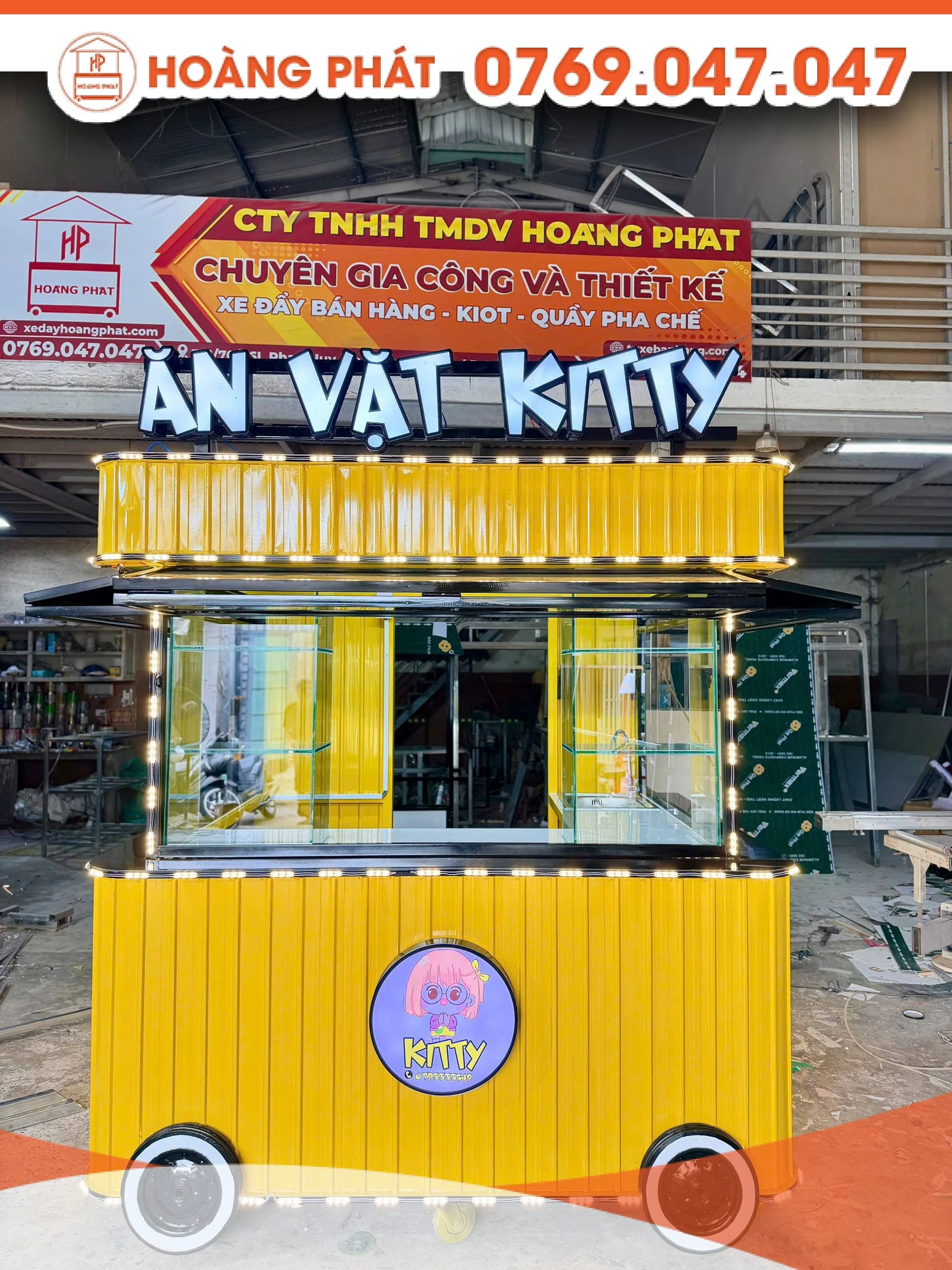 Kiot bán hàng ăn vặt 2m x 1m5 x 2m XBH1279