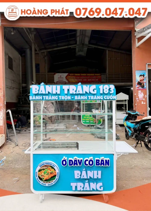 Xe bán hàng bánh tráng trộn, bánh tráng cuộn 1m4 x 60 x 2m XBH1190