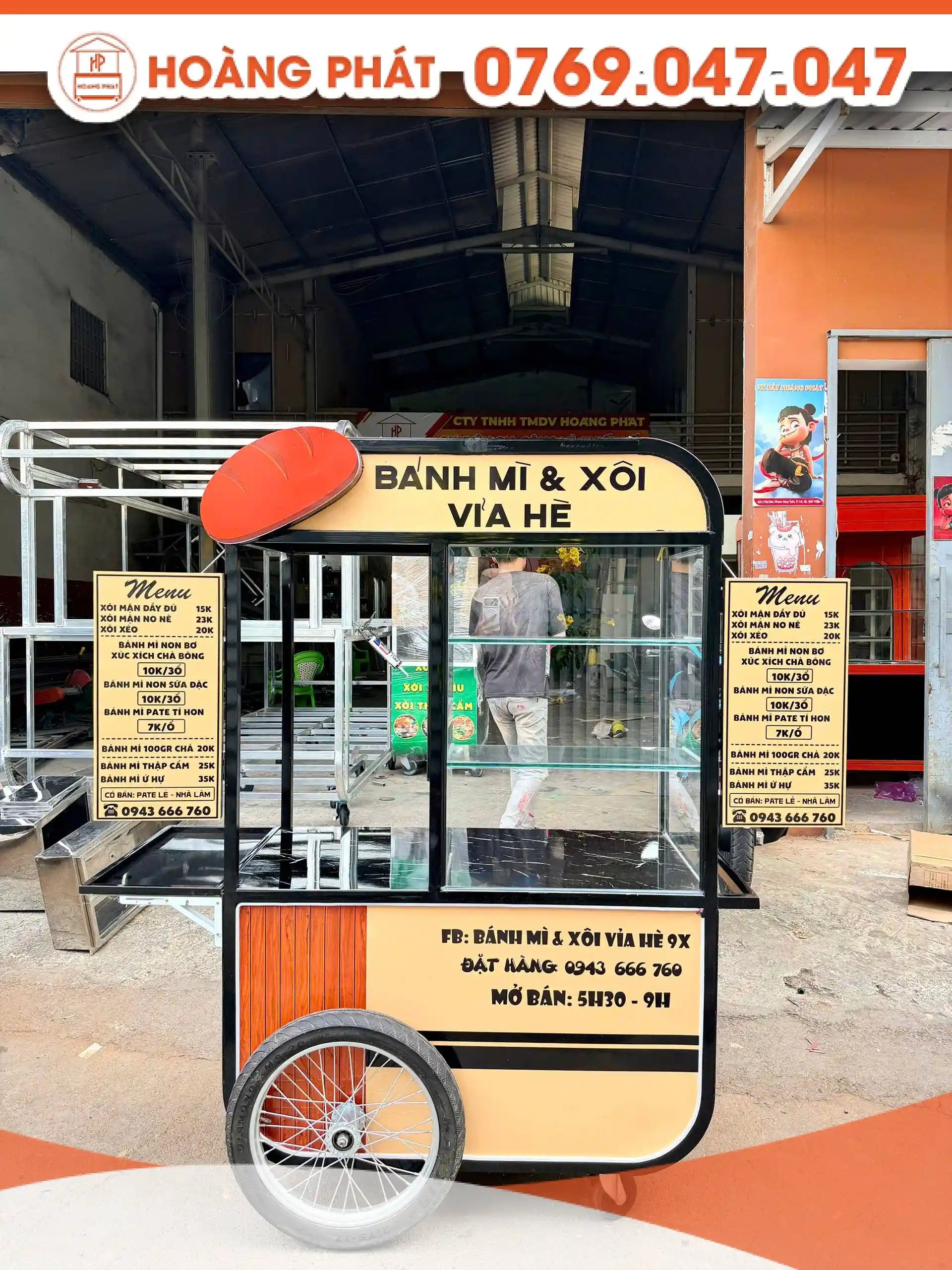Xe bánh mì, xôi vỉa hè 1m2 x 60 x 2m XBM1191