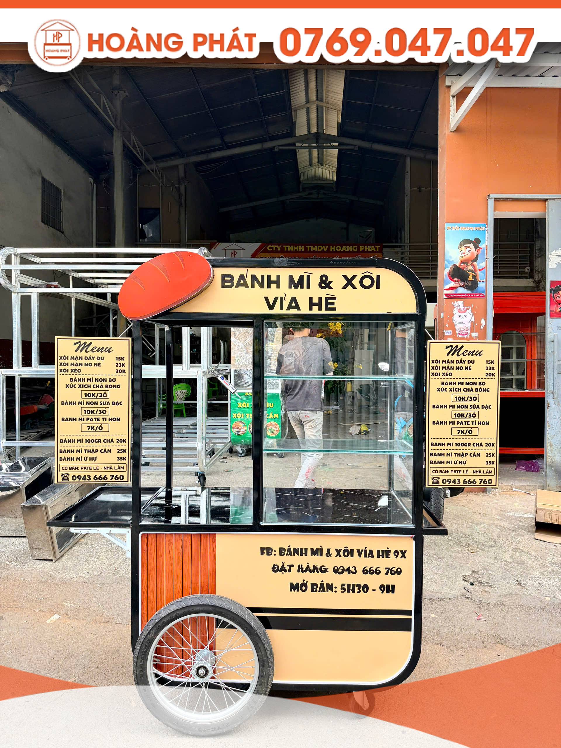 Xe bán bánh mì 1m2 x 60 x 2m XBM1171