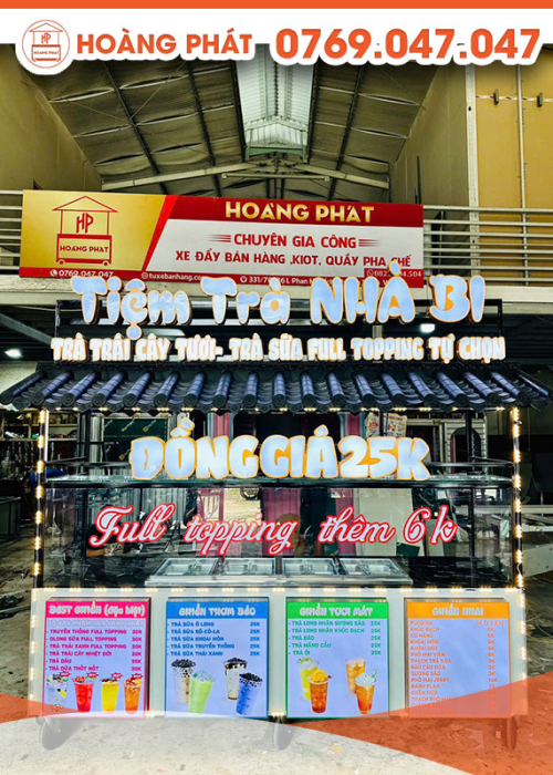 Xe trà sữa nhiều menu 2m5 x 60 x 2m XTS732