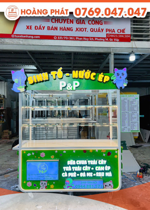 Xe sinh tố nước ép màu xanh lá 1m5 x 60 x 2m XST749