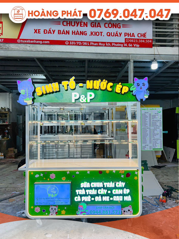 Xe sinh tố nước ép màu xanh lá 1m5 x 60 x 2m XST749