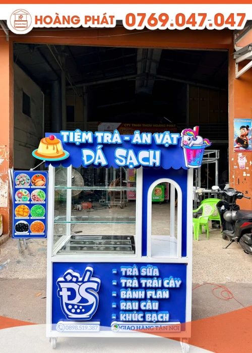 Xe đẩy bán hàng trà sữa ăn vặt 1m3 x 60 x 2m XTS1267