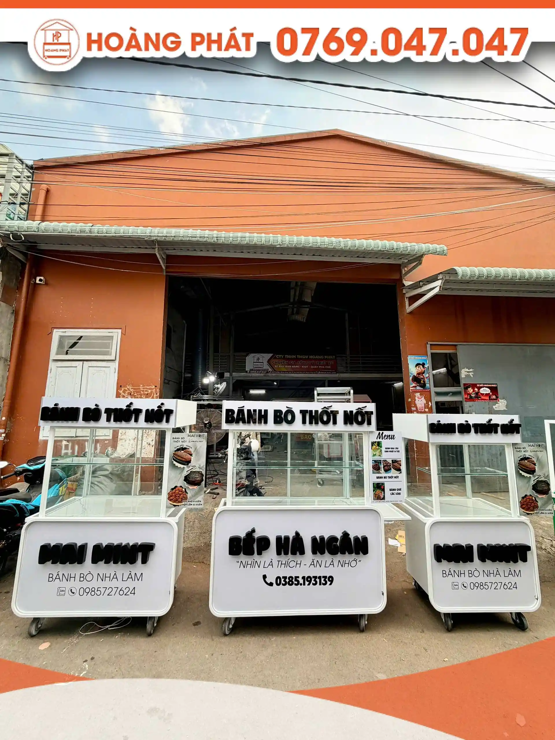 Xe bán bánh bò thốt nốt 1m2 x 60 x 2m XBH1195