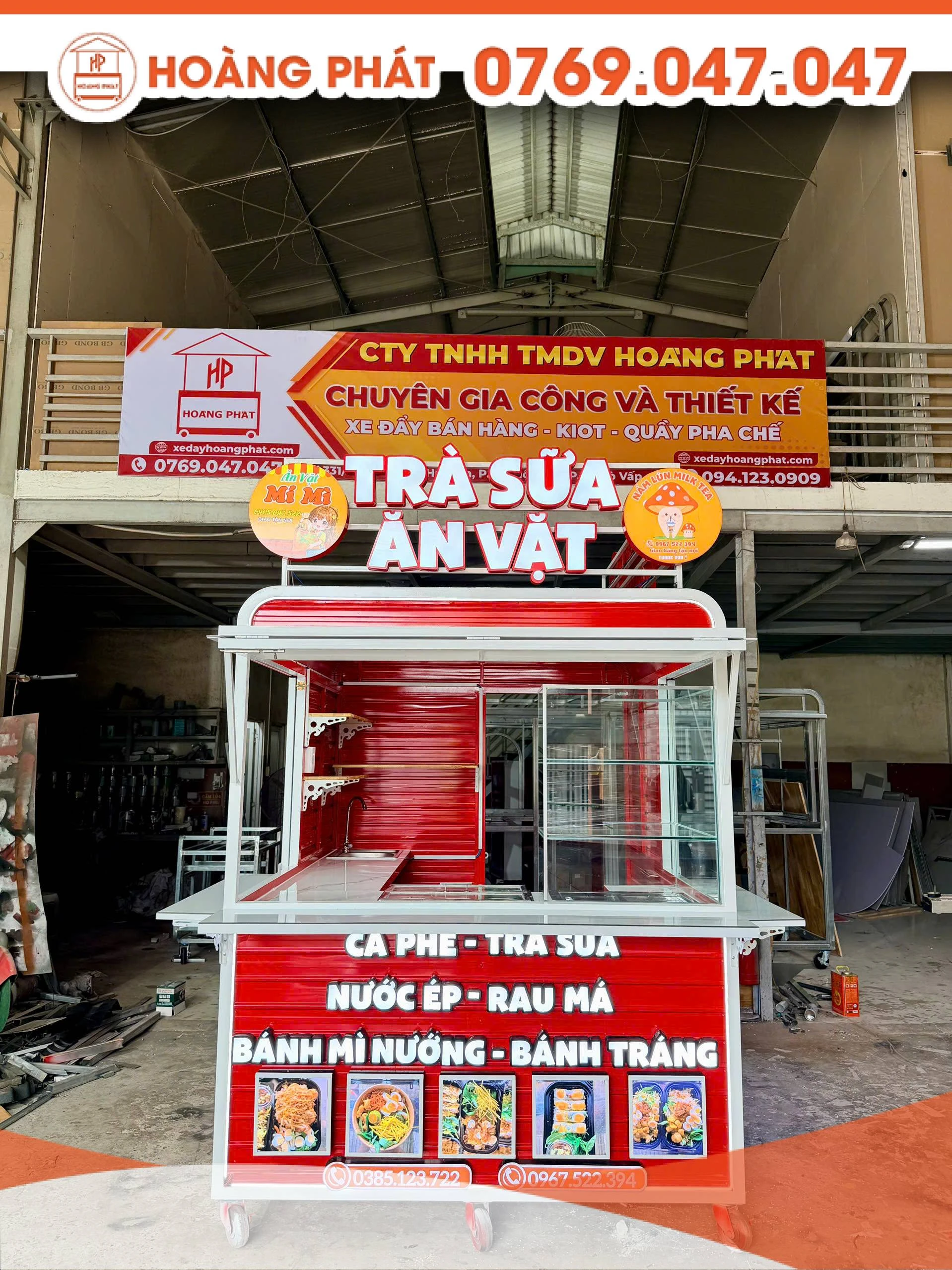 Kiot trà sữa 1m7 x 2m1 x 2m K1314