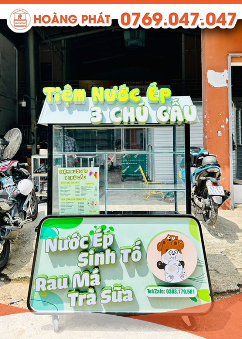 Xe sinh tố, nước ép, rau má thơm ngon 1m2 x 60 x 2m XST676