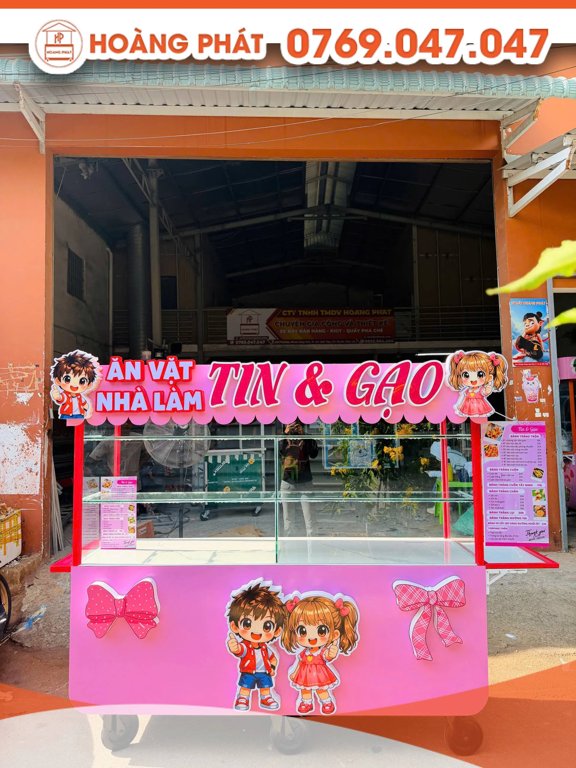Xe bán hàng ăn vặt 2m x 60 x 2m XBH1238