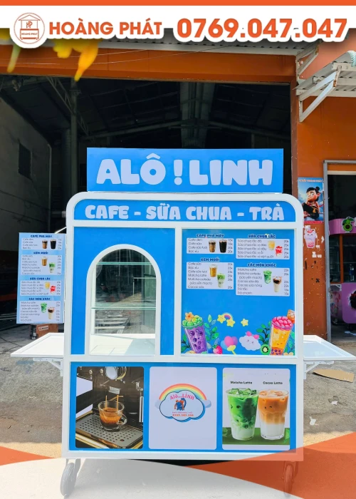 Xe bán hàng cafe 1m5 x 60 x 2m XCF1229
