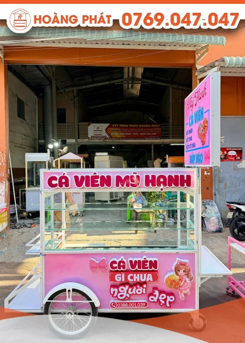 Tủ xe bán hàng cá viên chiên 1m7 x 60 x 2m XBH1292