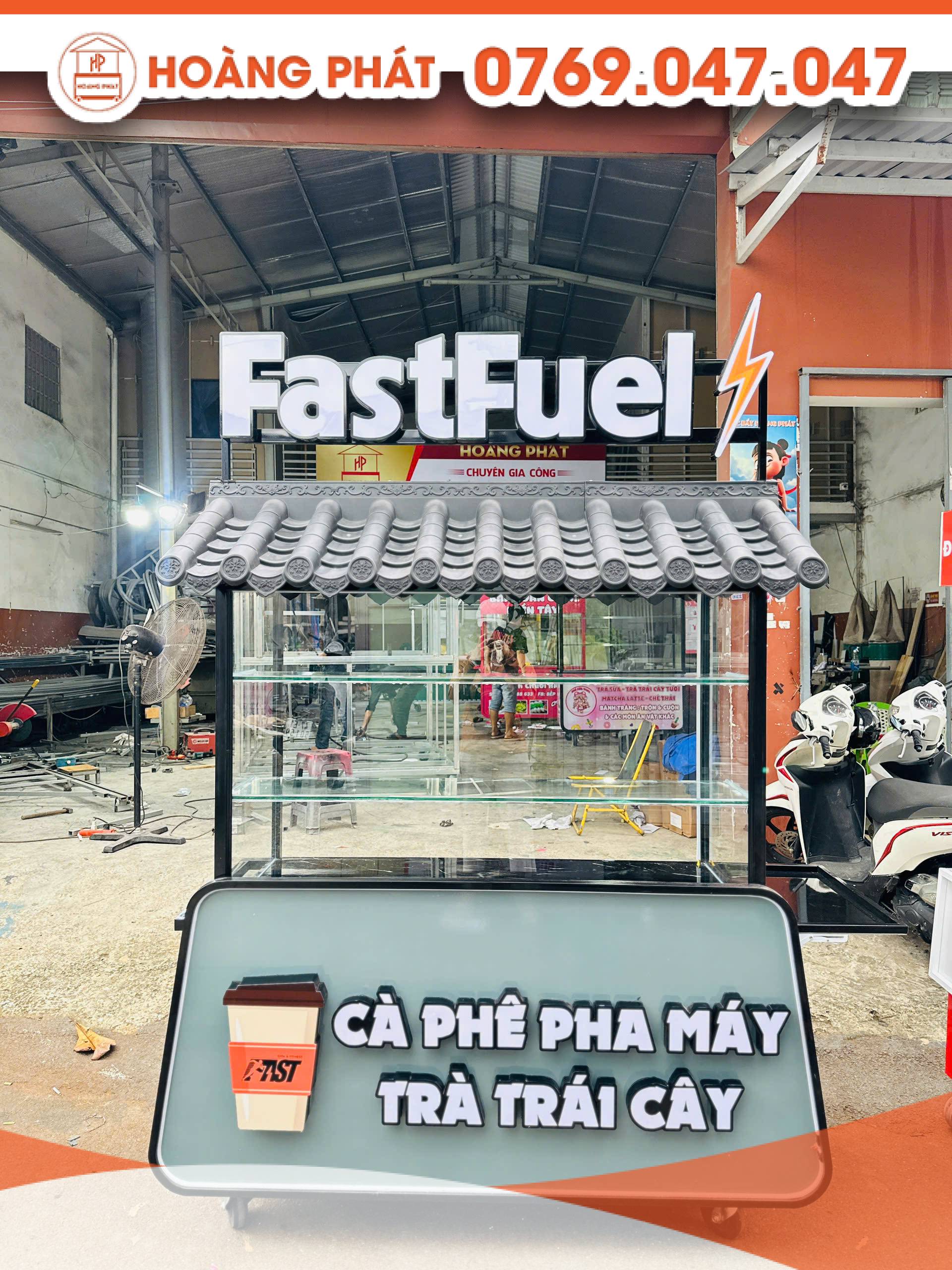 Xe bán cafe pha máy, trà trái cây 1m4 x 60 x 2m XCF1072