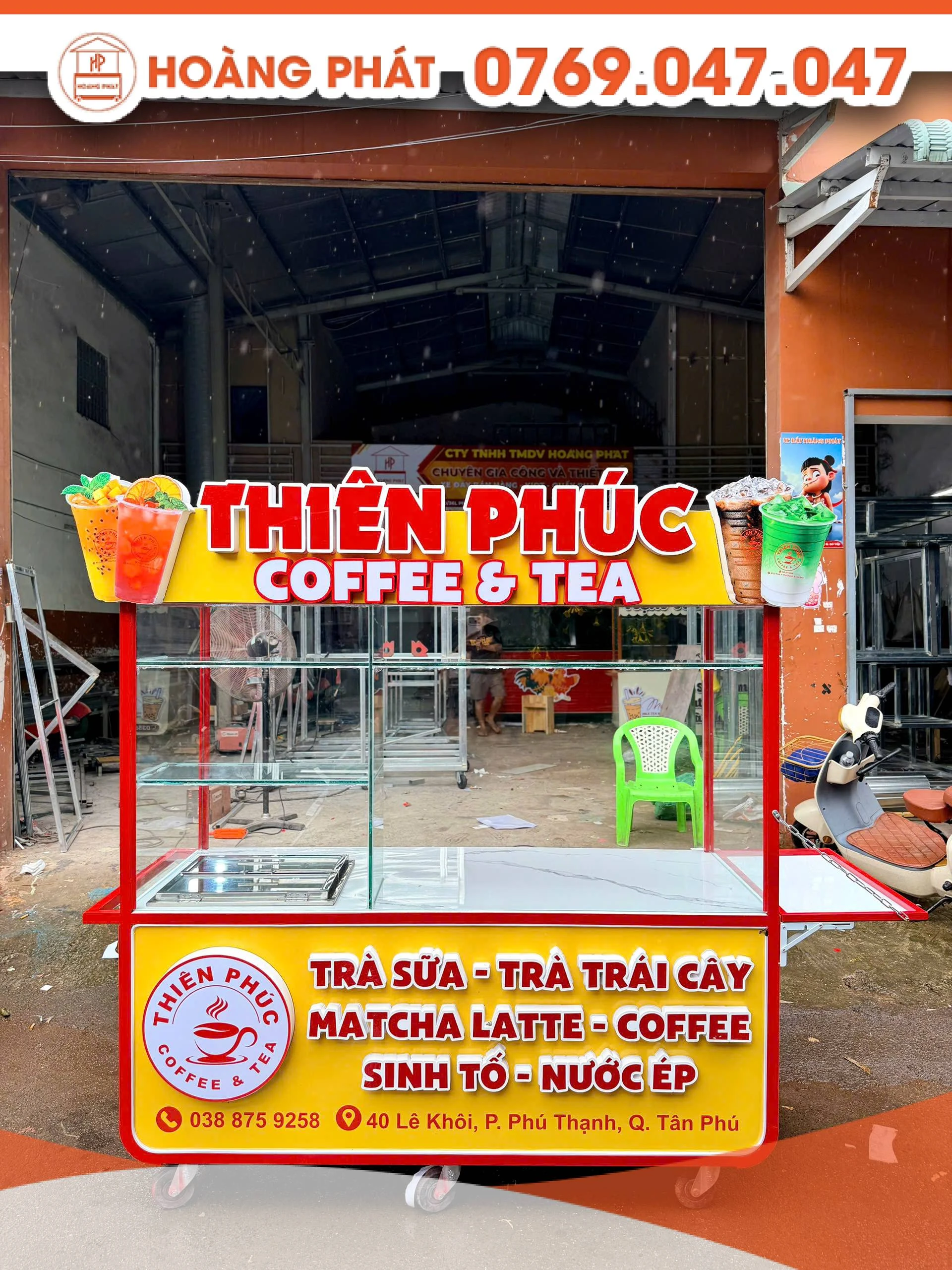Xe cafe trà sữa 1m8 x 60 x 2m XCF1148
