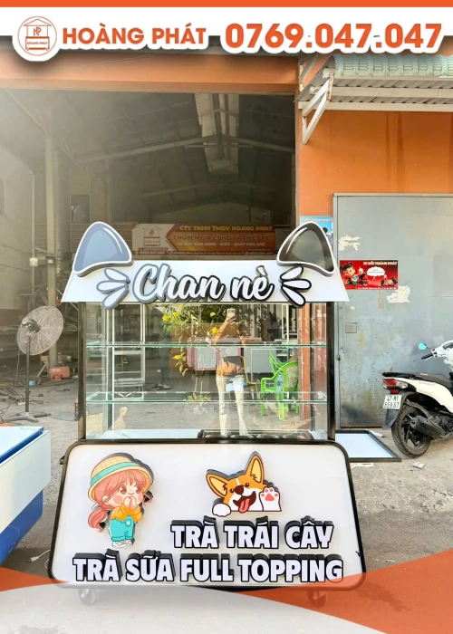 Xe bán hàng trà trái cây, trà sữa 1m5 x 60 x 2m XBH1201