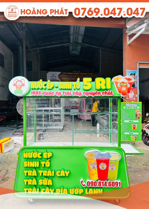 Xe bán hàng sinh tố nước ép 1m5 x 60 x 2m XST1117