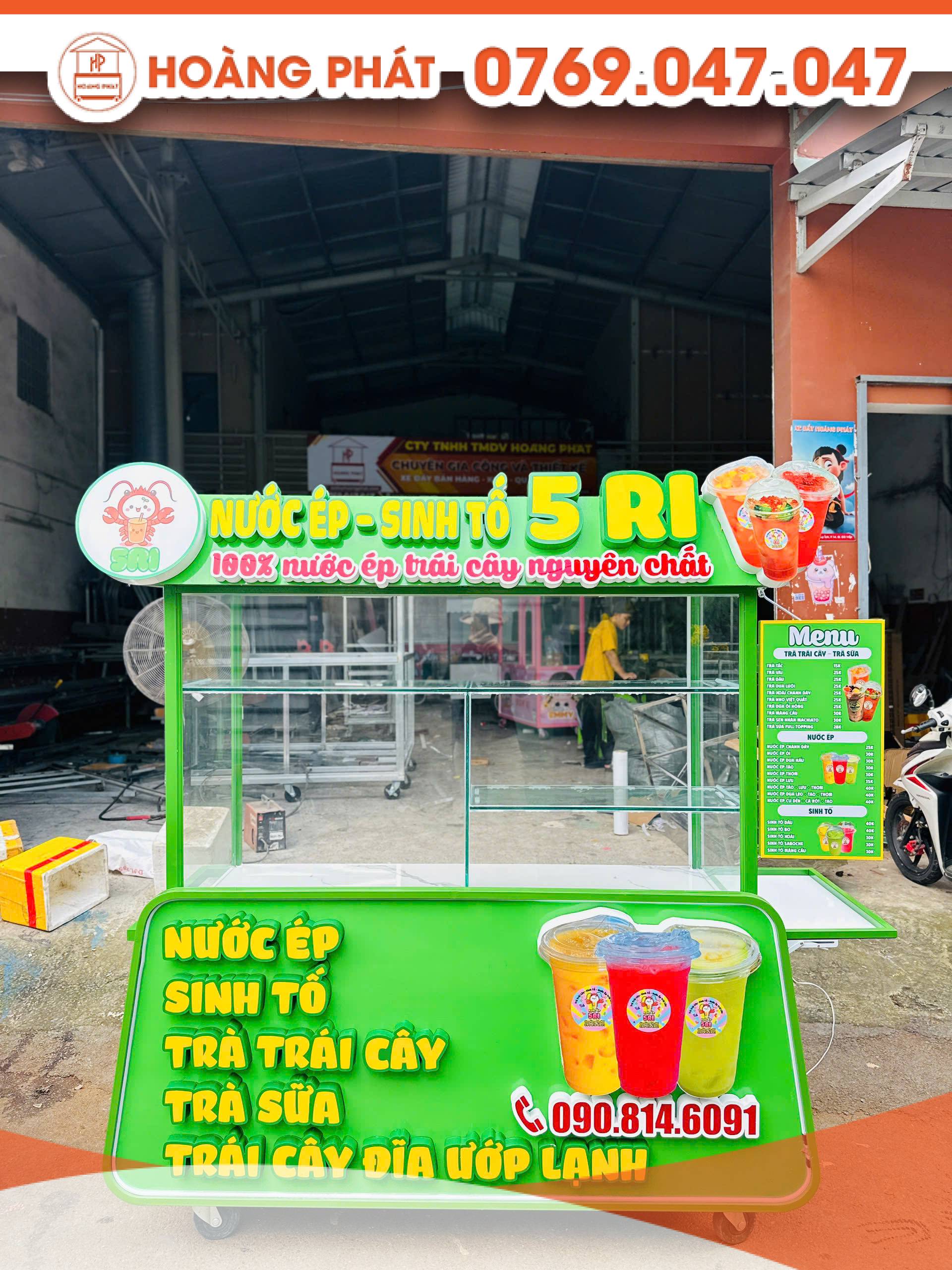 Xe bán hàng sinh tố nước ép 1m5 x 60 x 2m XST1117