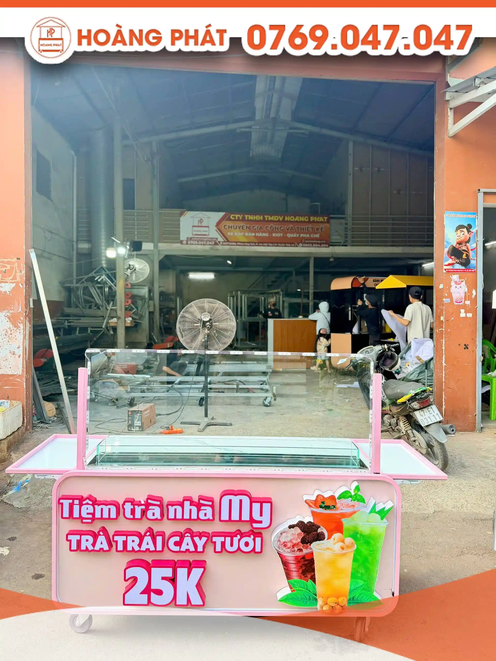 Xe bán trà trái cây các loại 1m5 x 60 x 2m XTS1202