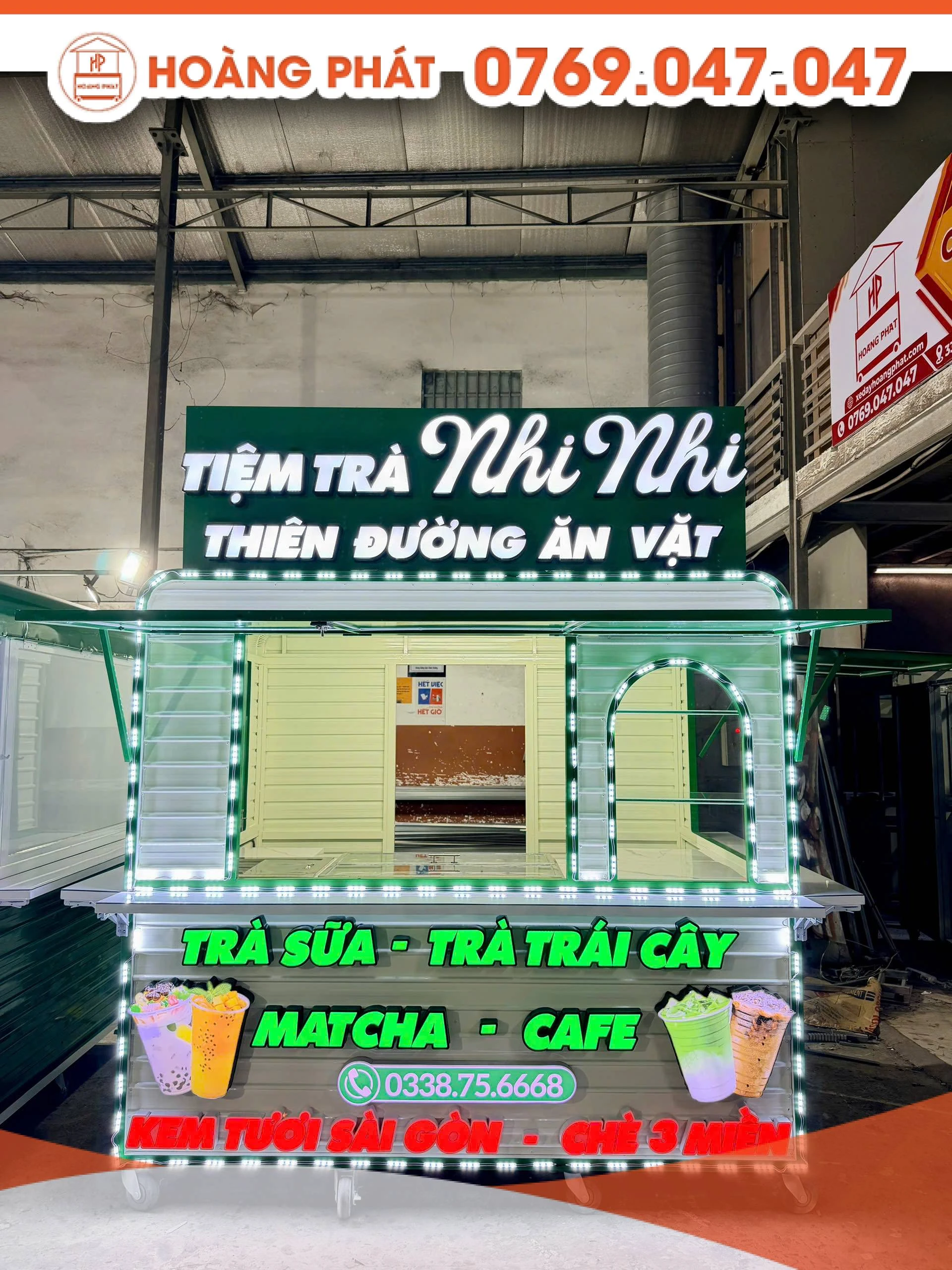 Kiot Tiệm trà ăn vặt 2m3 x 1m7 x 2m K1306