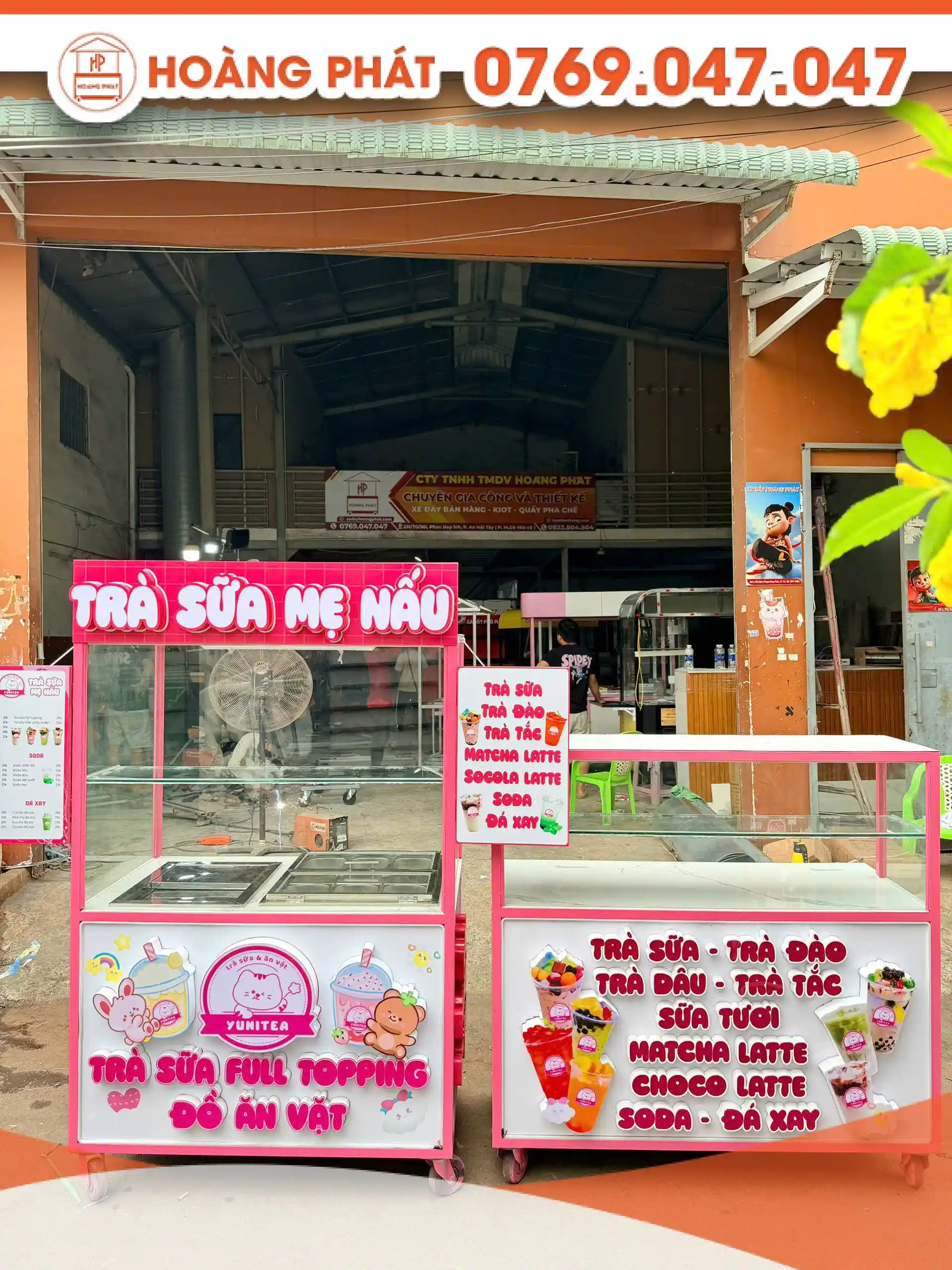 Xe trà sữa nhà làm 1m2 x 60 x 2m XTS1208