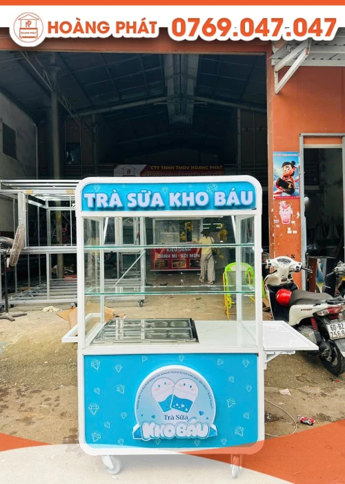 Xe trà sữa di động xanh dương 1m2 x 60 x 2m XTS1161