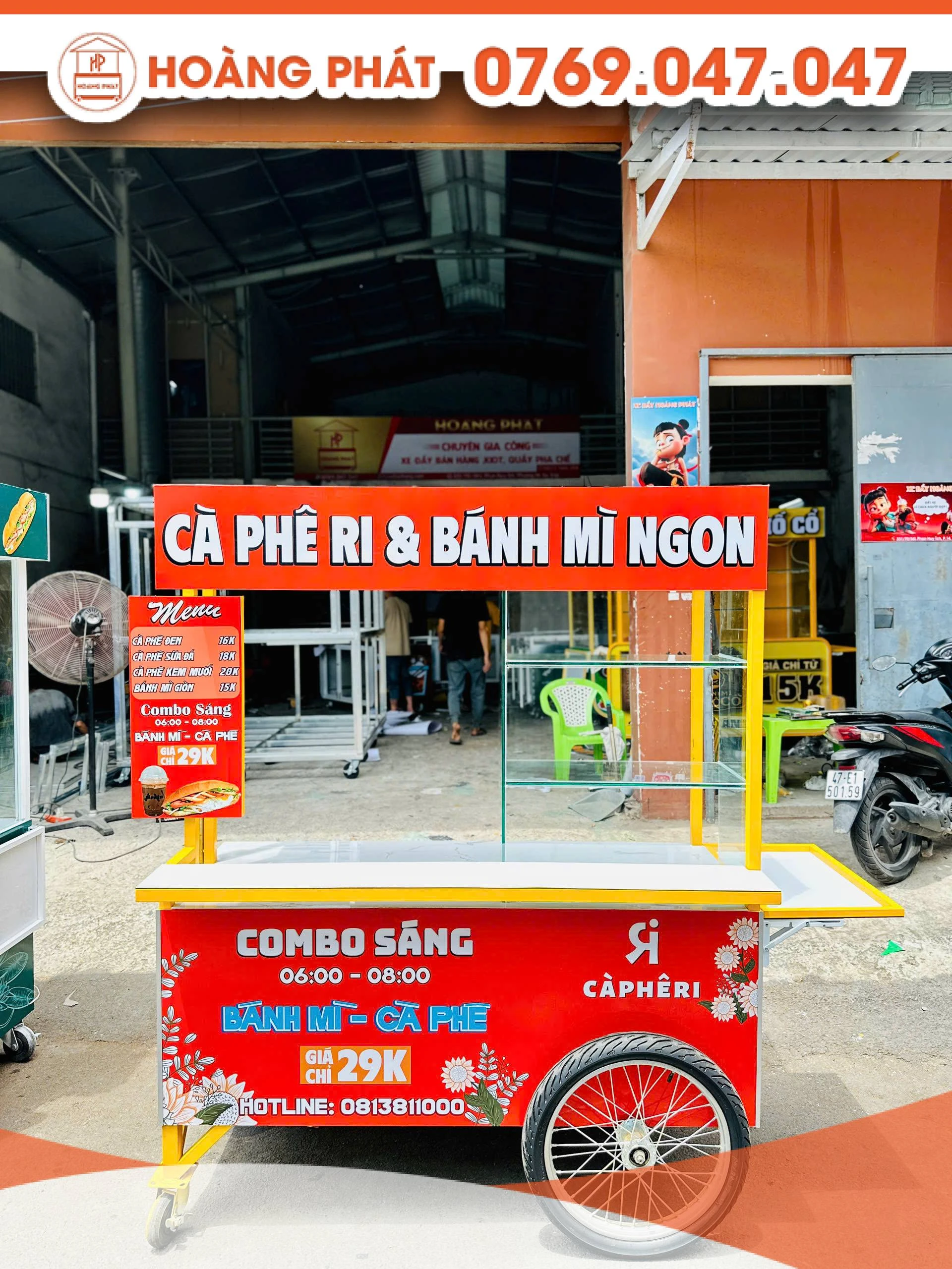 Xe cà phê 1m5 x 60 x 2m XCF962