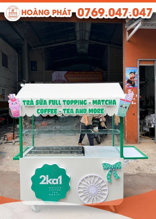 Xe bán hàng trà sữa 1m5 x 60 x 2m XTS1307