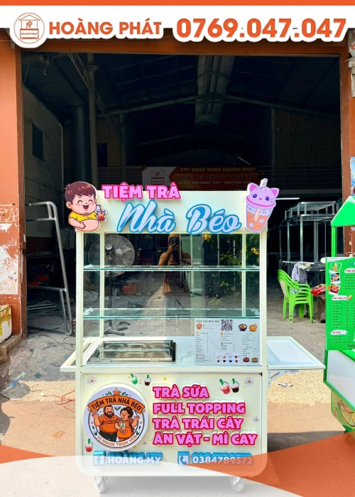 Tủ xe bán hàng cafe về trà sữa 1m2 x 60 x 2m XCF1269