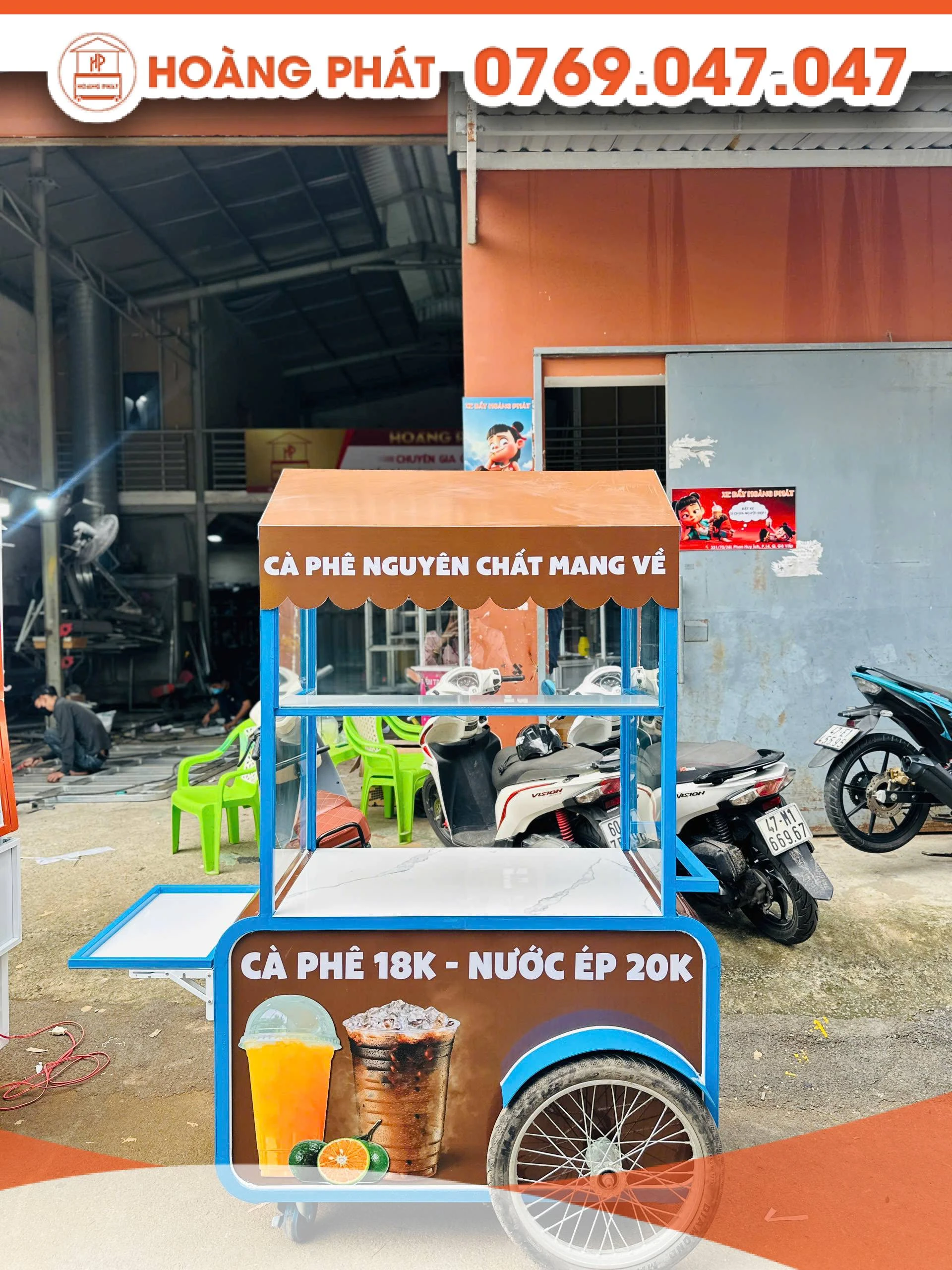 Xe cafe, bán nước các loại 1m2 x 60 x 2m XCF1089