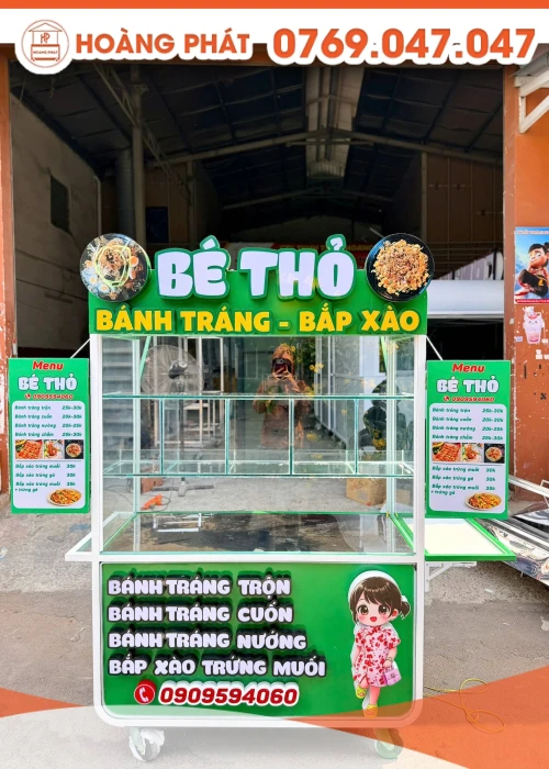 Xe bánh tráng bắp xào 1m2 x 60 x 2m XBH1258