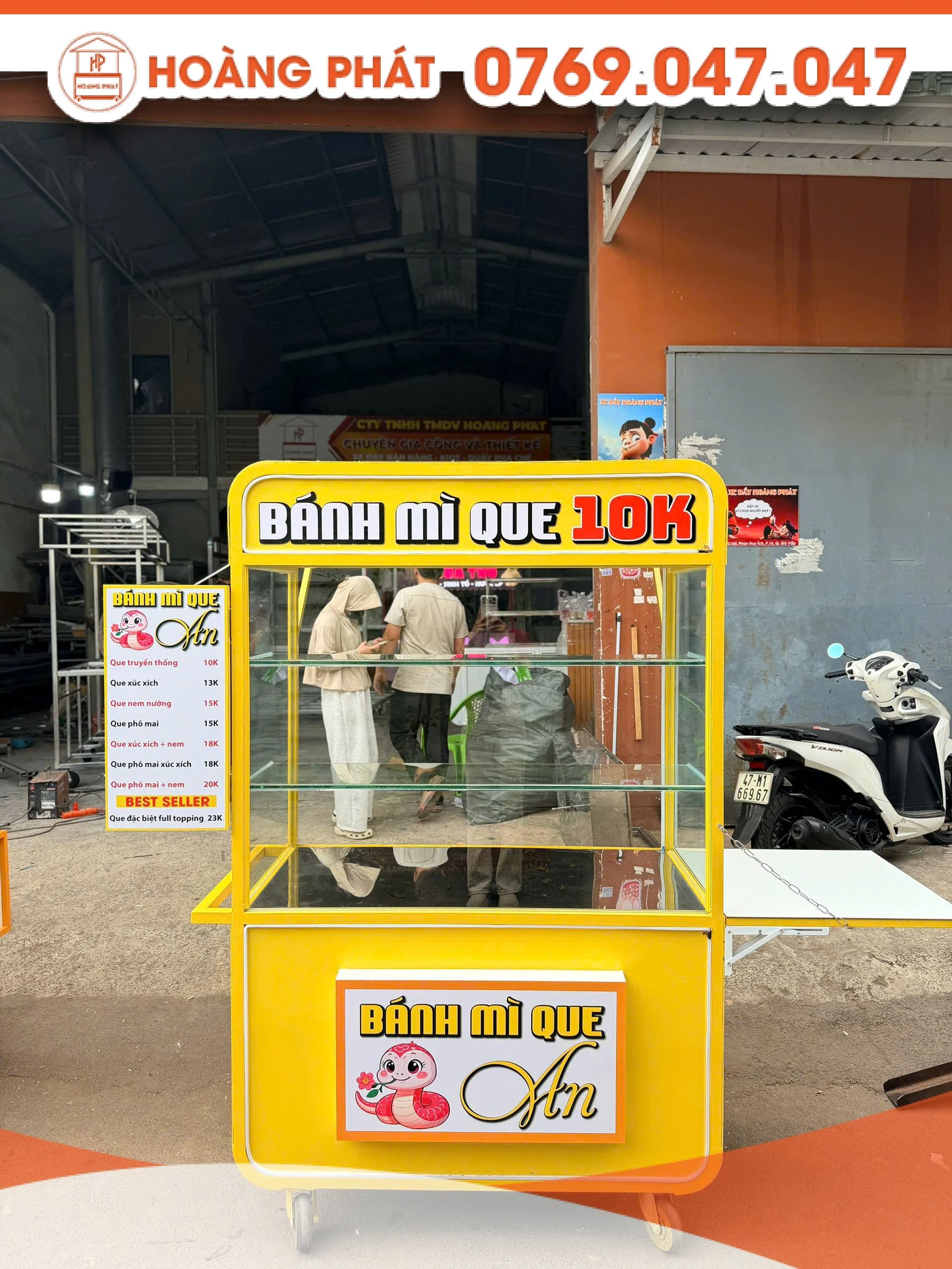 Xe bán bánh mỳ que 1m2 x 60 x 2m XBM1218