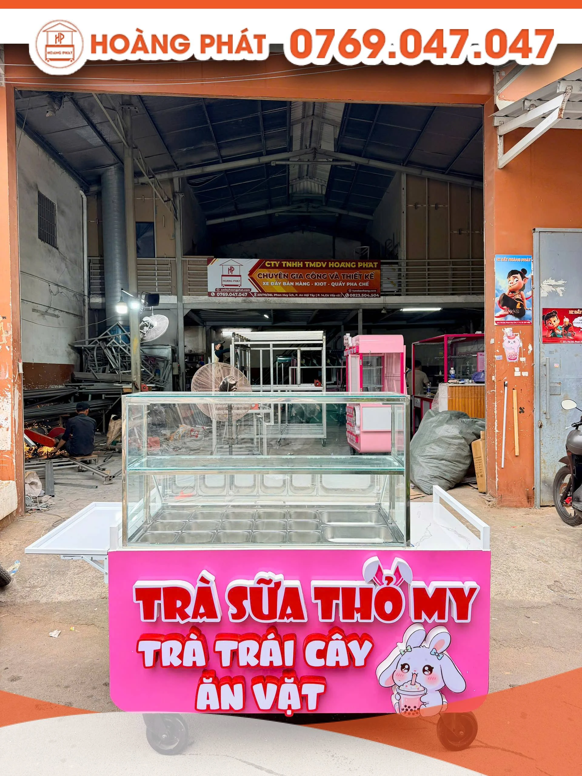 Xe bán trà sữa 1m6 x 60 x 2m XTS1219
