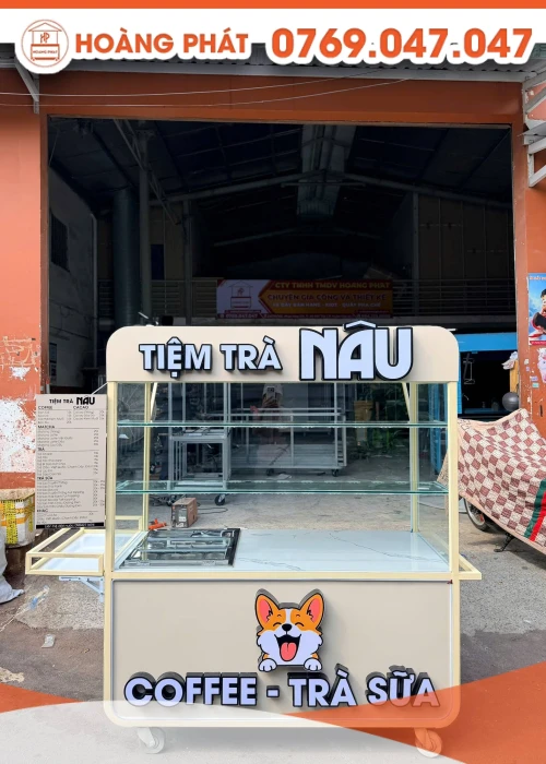 Xe đẩy bán hàng trà cafe 1m6 x 60 x 2m XTS1309
