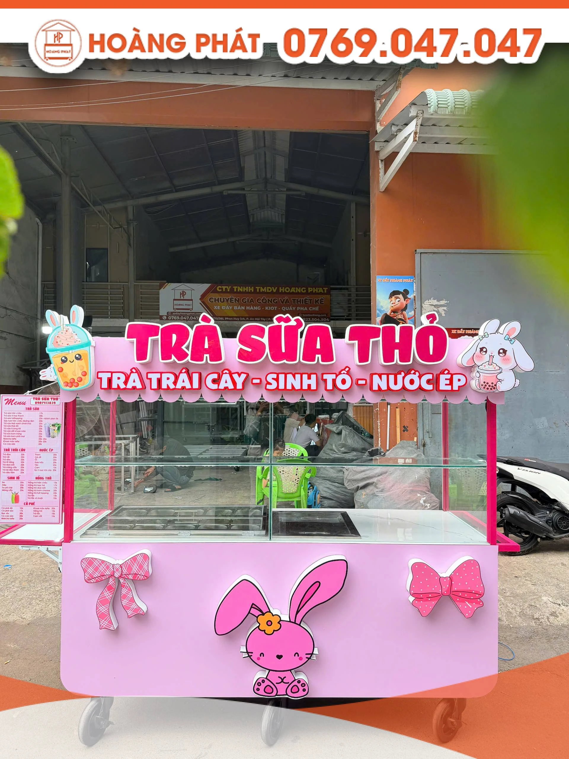 Xe trà sữa lưu động 2m x 60 x 2m XTS1221
