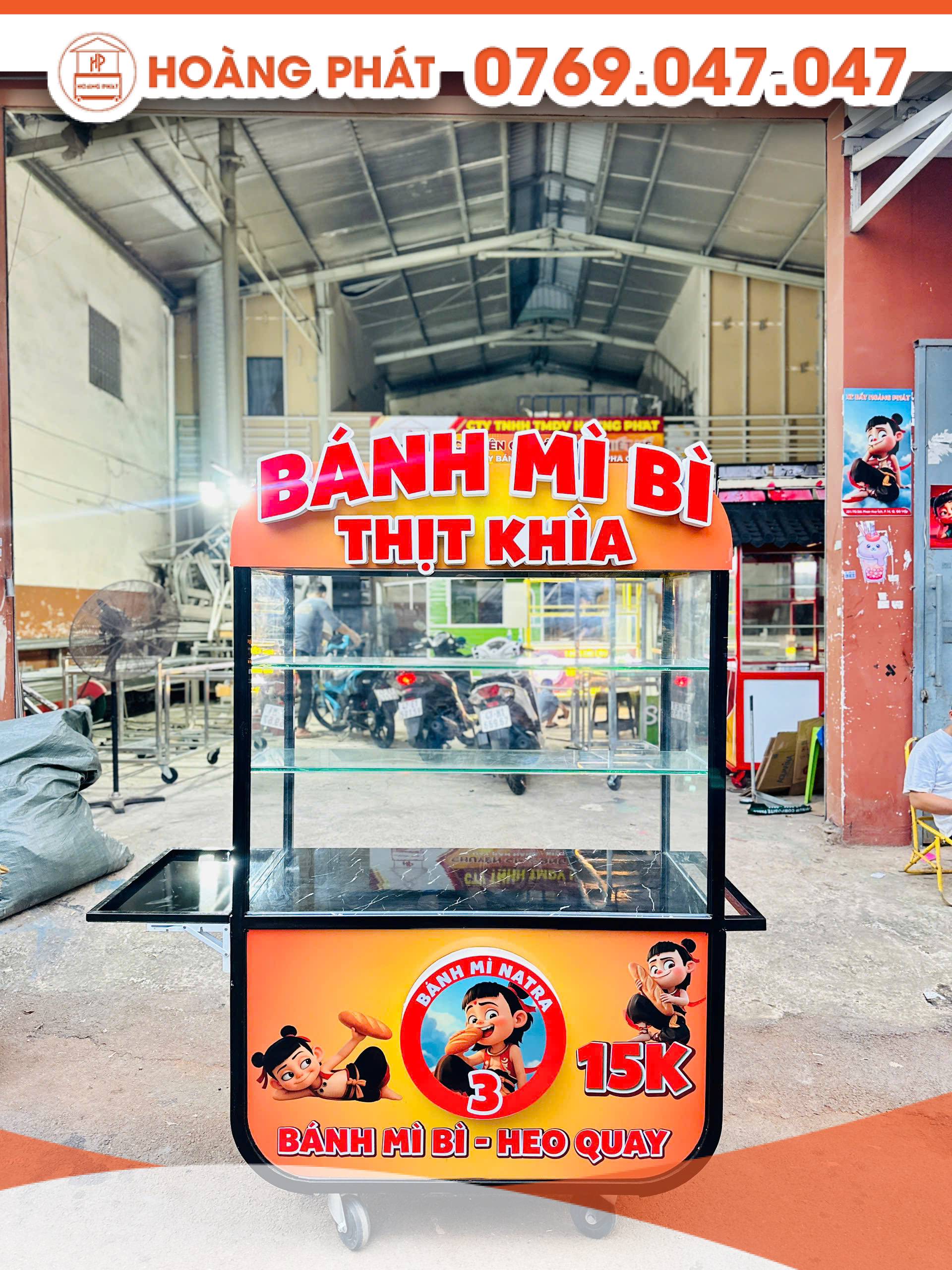 Xe bán bánh mỳ thịt khìa 1m2 x 60 x 2m XBM1130
